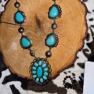 “Luna ” Turquoise Concho Pendant Necklace